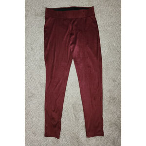 Women's Seven7 Leggings L Burgundy Black Pull On
